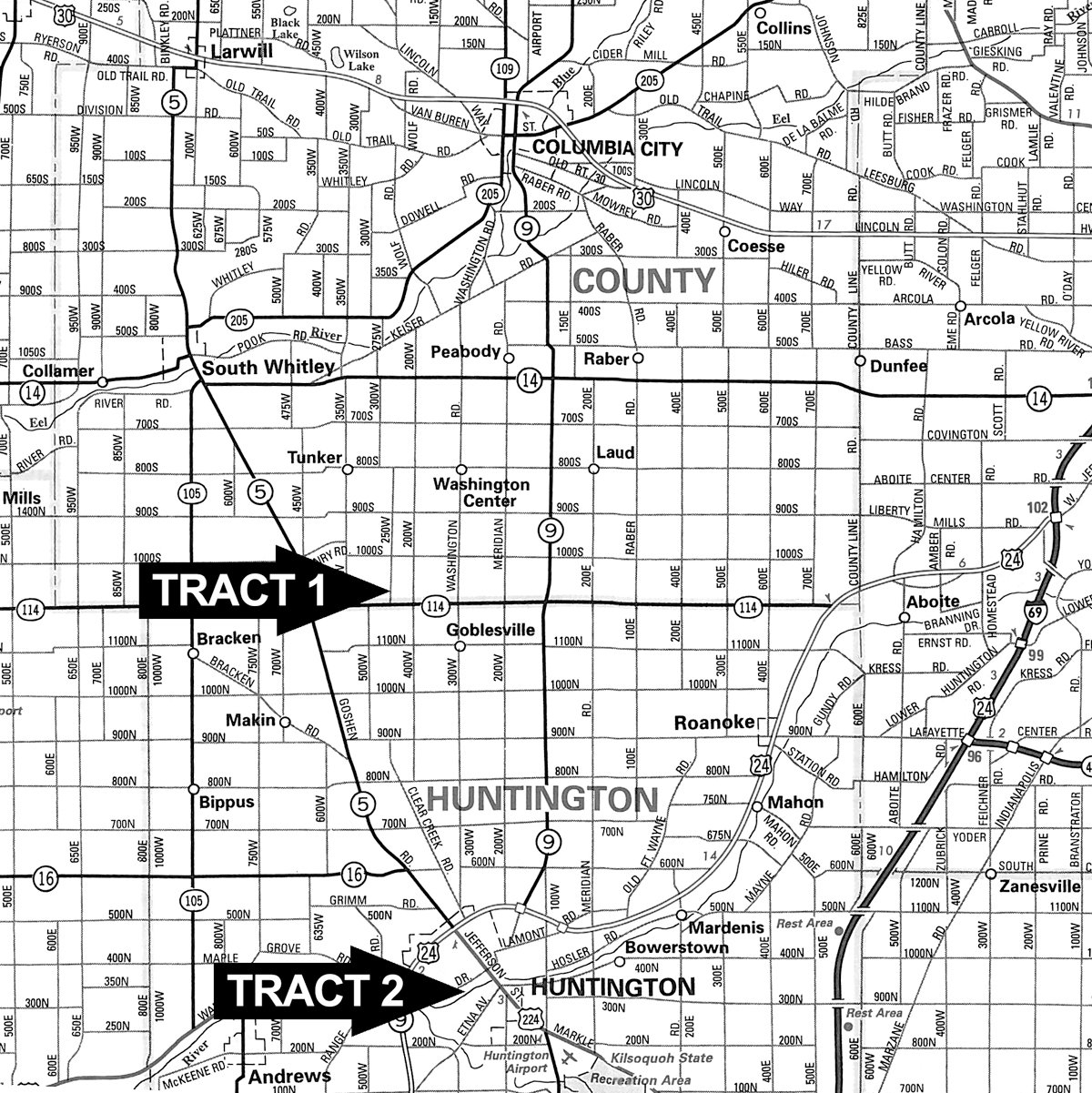 Area map - Real Estate Offered in 2 Tracts and Personal Property Auction